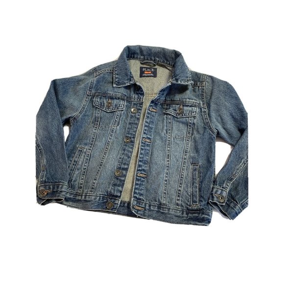 Children's Place Boys Classic Blue Jean Denim Jacket Size Medium 7 8 Button up - Picture 1 of 7